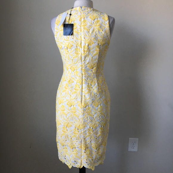 Tonal lace sheath yellow white dress - Picture 3 of 3